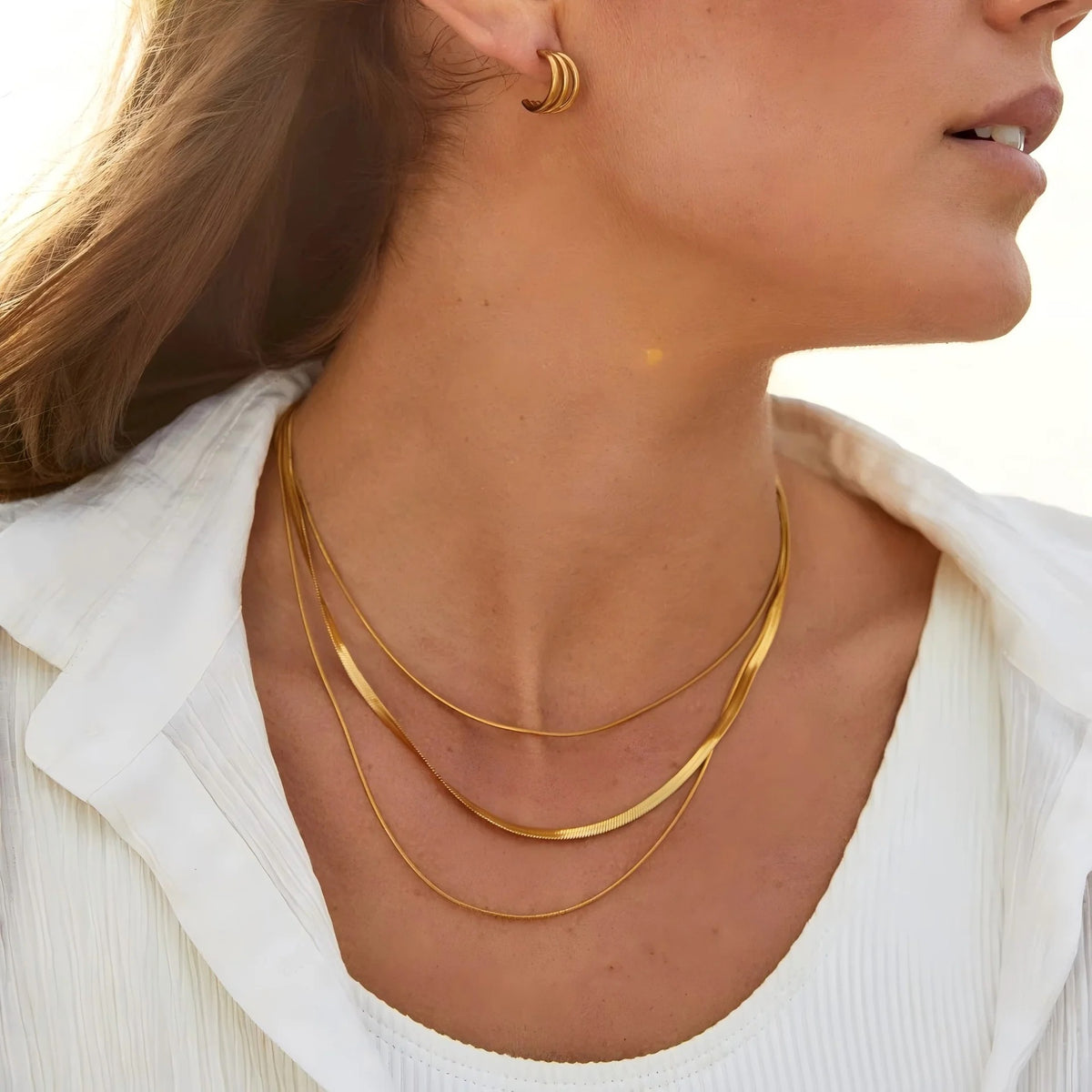 Three Layered Snake Chain Necklace
