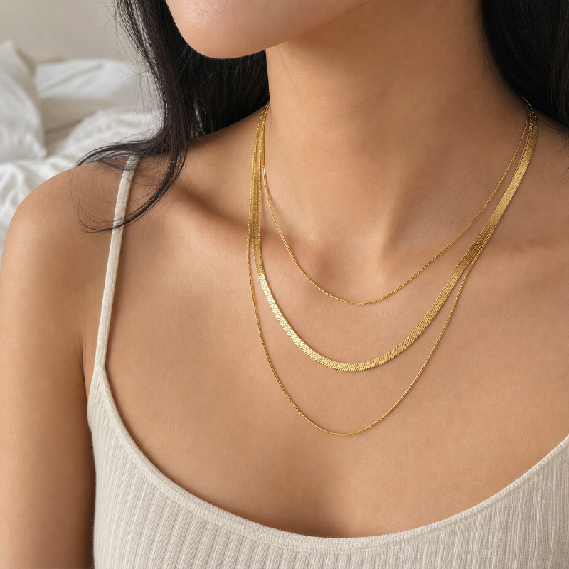 Three Layered Snake Chain Necklace